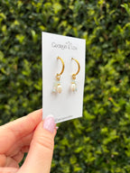 Pearl Blossom Huggie Hoops