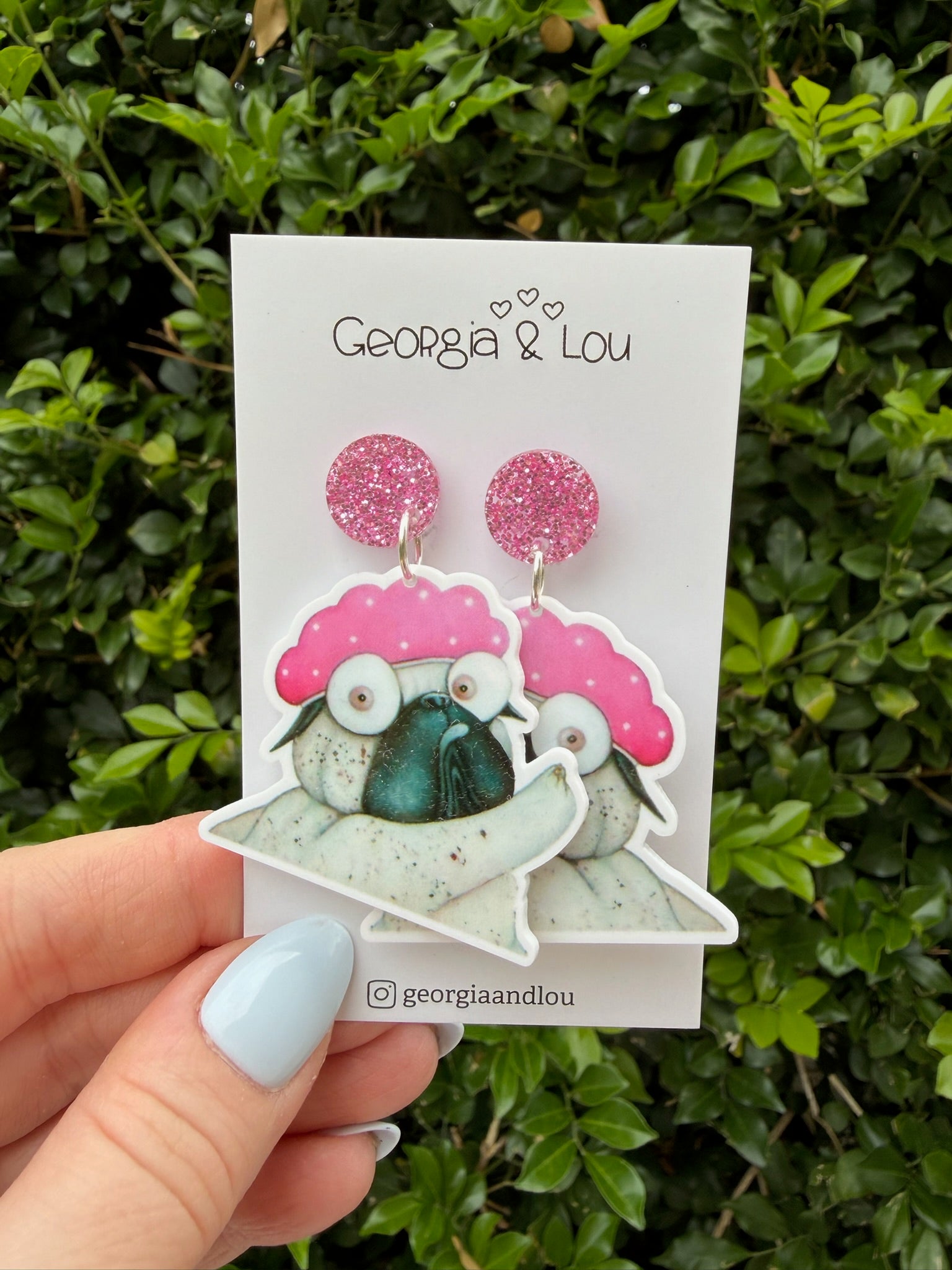 Bathtime Pug Earrings