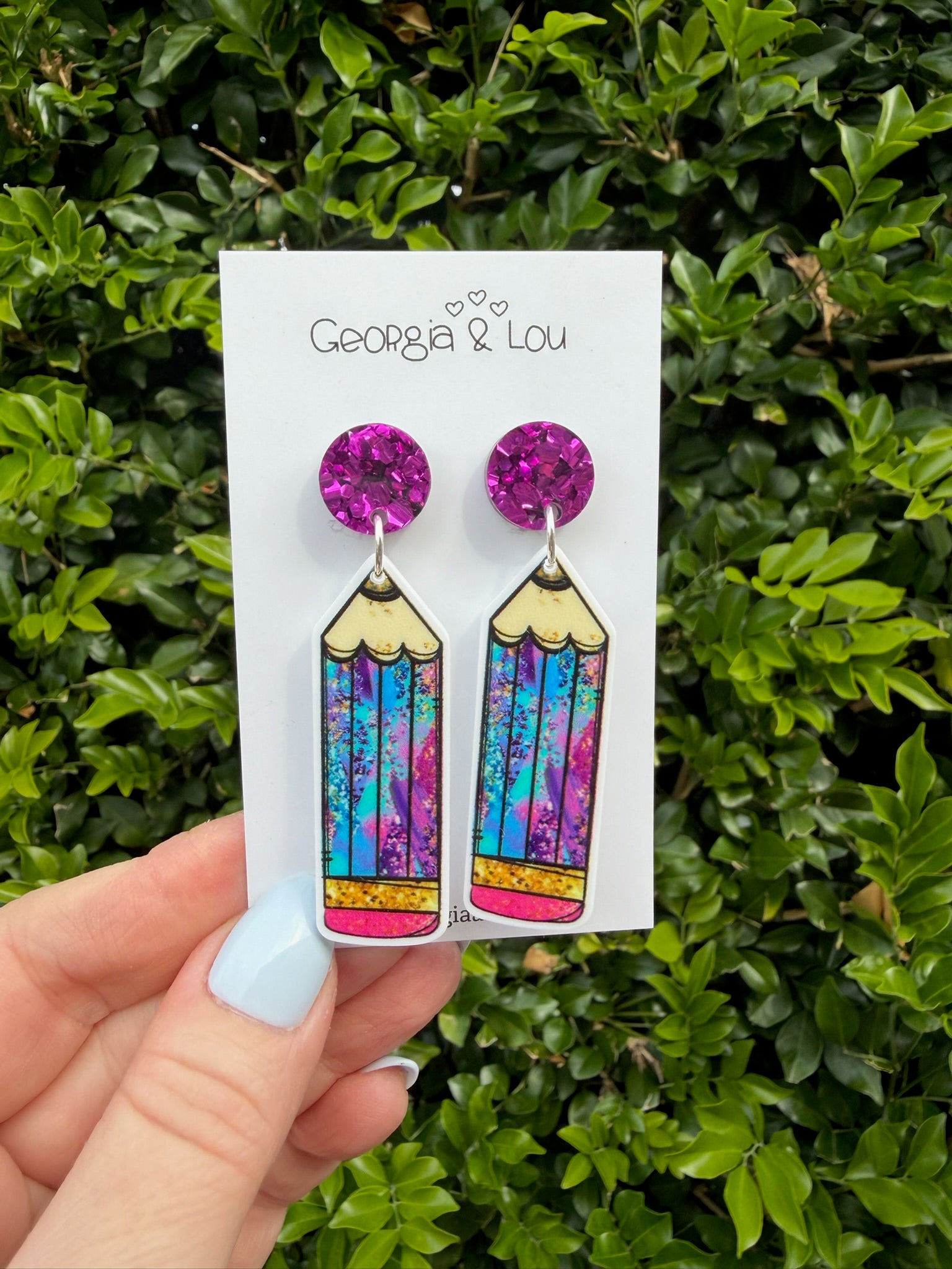 Purple Pencil Earrings