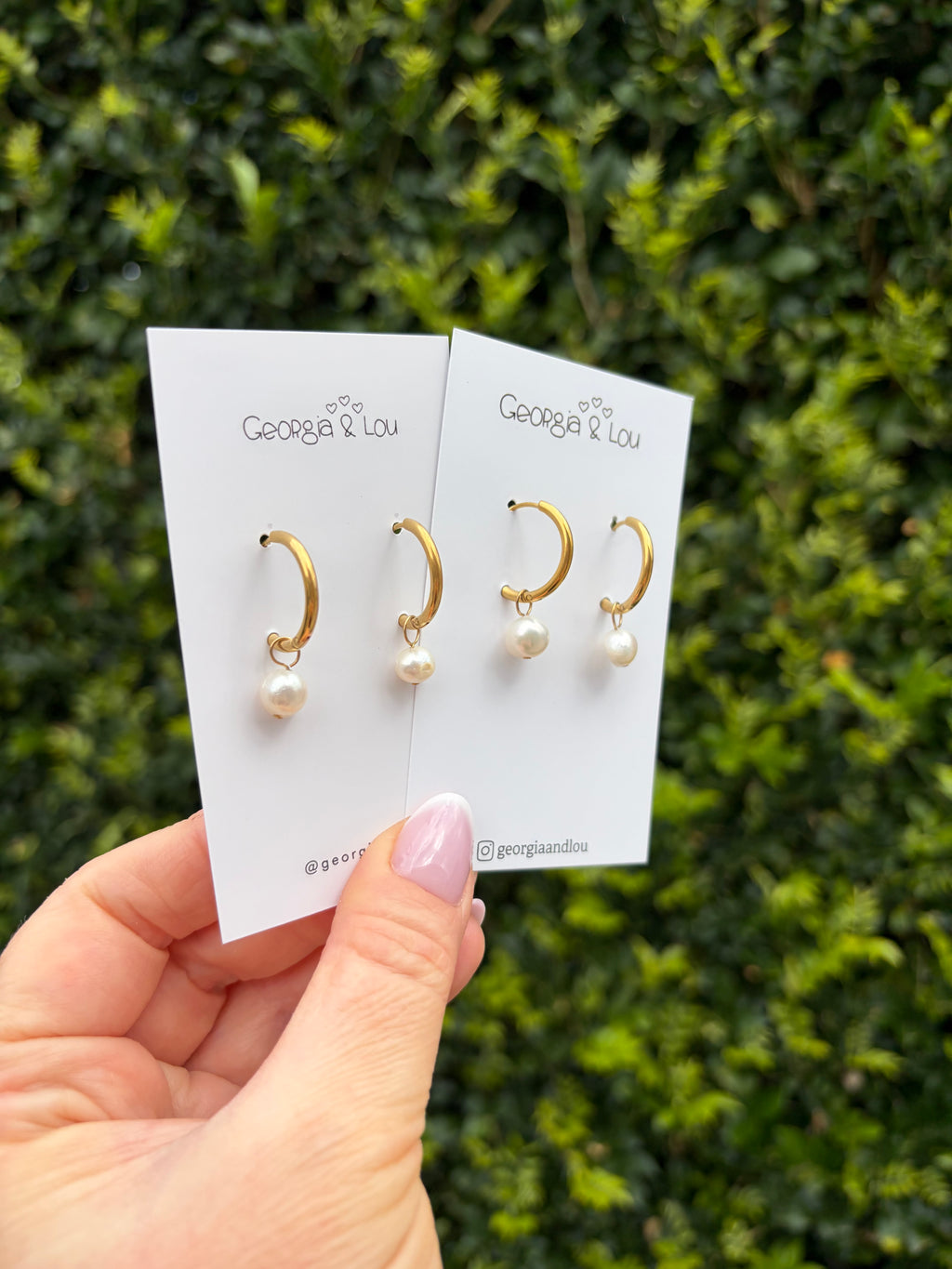 Gold Pearl Huggie Hoops