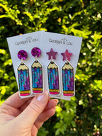 Purple Pencil Earrings