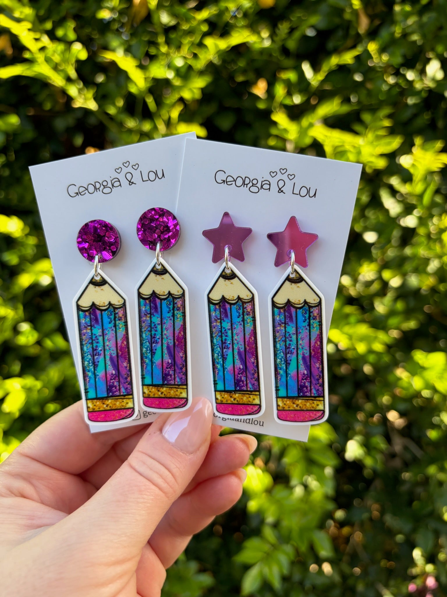 Purple Pencil Earrings