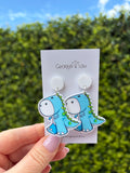 Blue Dino Earrings