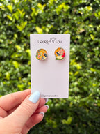 Patterned Stud Clip On Earrings
