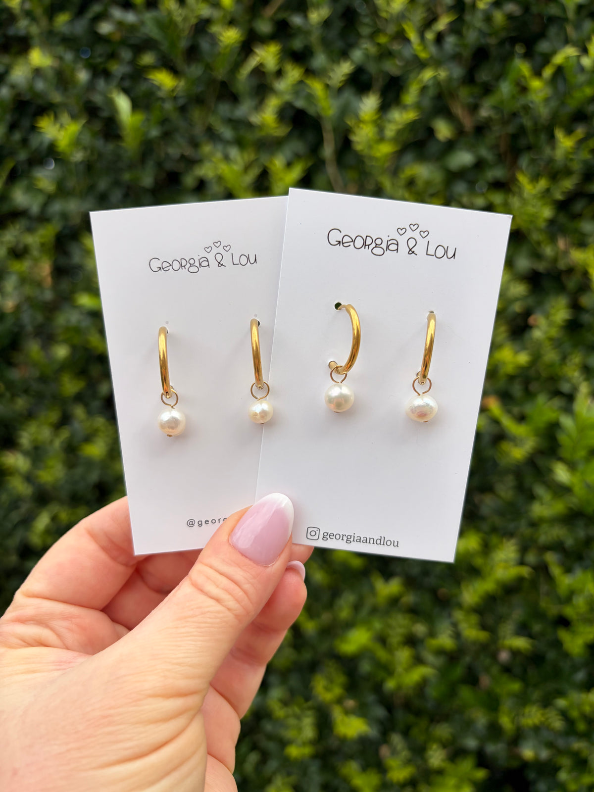 Gold Pearl Huggie Hoops