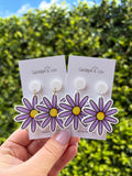 Purple Daisy Drop Earrings