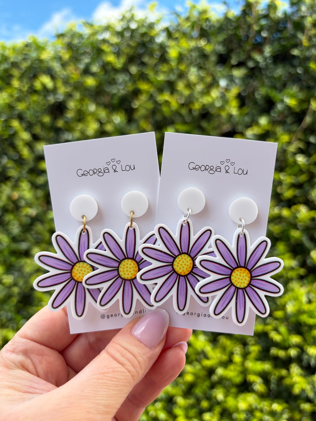 Purple Daisy Drop Earrings