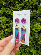 Purple Pencil Earrings