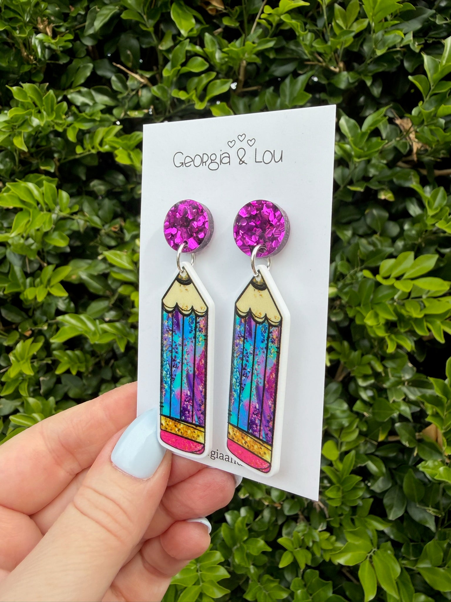 Purple Pencil Earrings