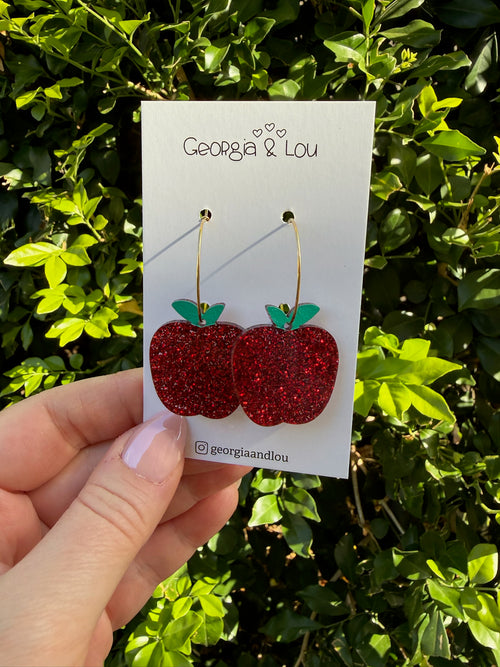 An Apple for the Teacher Hoop Earrings