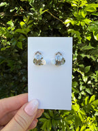 Glitter Flower Stud Clip On Earrings