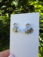 Glitter Flower Stud Clip On Earrings
