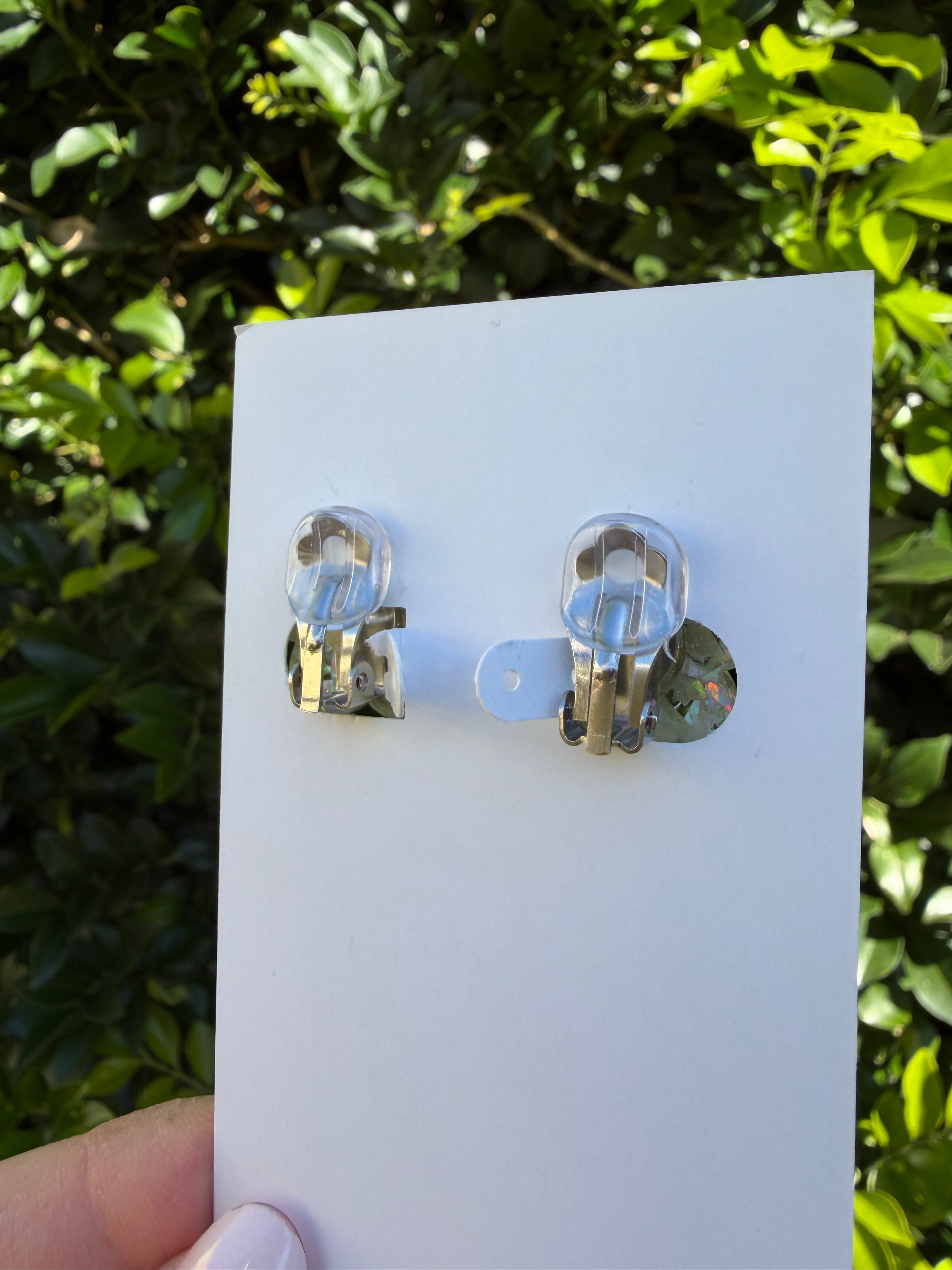 Glitter Flower Stud Clip On Earrings
