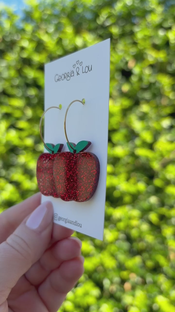 An Apple for the Teacher Hoop Earrings