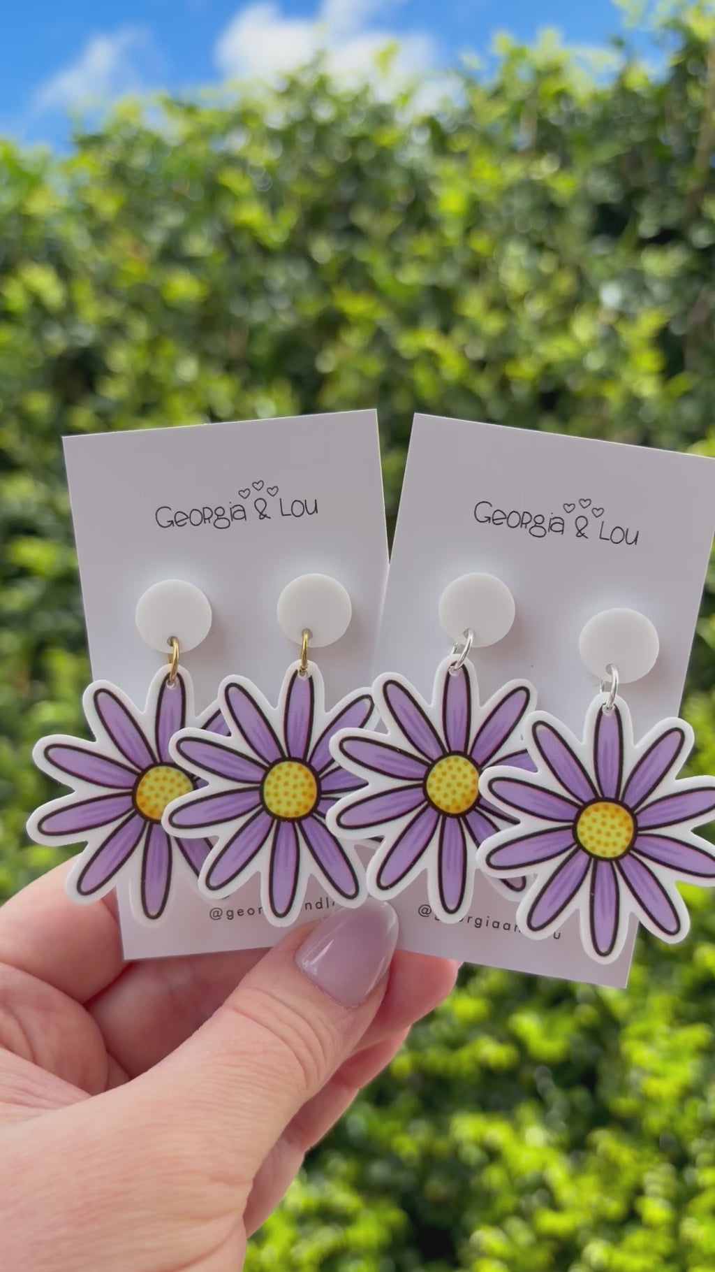 Purple Daisy Drop Earrings