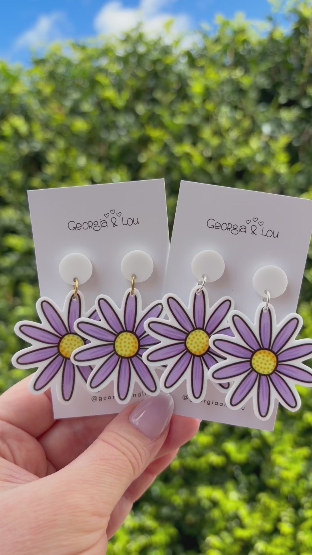 Purple Daisy Drop Earrings