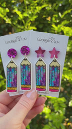 Purple Pencil Earrings